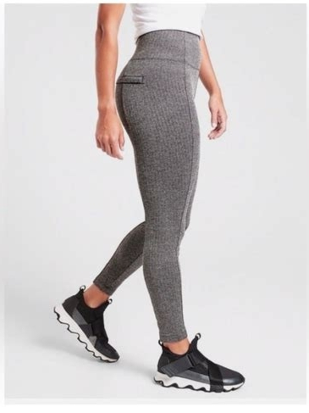 Athleta High-Waist Gray Herringbone Delancey Leggings